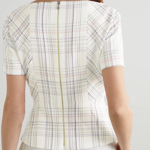 Roland Mouret's ‘Mareham’ Checked Crepe Peplum Top - Picture 3 of 8